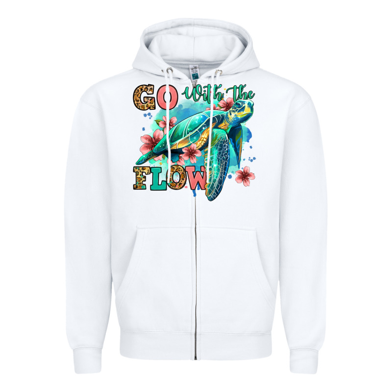 Go With The Flow Floral Turtle Zipper Hoodie by Jasminsmagicworld | Teevron