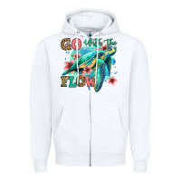 White go with the flow floral turtle Zipper Hoodie - Jasminsmagicworld