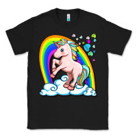 Black cute unicorn with rainbow Classic Tee - FaDigitalArtStudio