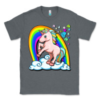 Charcoal Heather cute unicorn with rainbow Classic Tee - FaDigitalArtStudio
