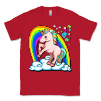 Red cute unicorn with rainbow Classic Tee - FaDigitalArtStudio