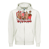 Oatmeal Heather tis the season christmas tree  cake baseball Zipper Hoodie - AdoDesignShop