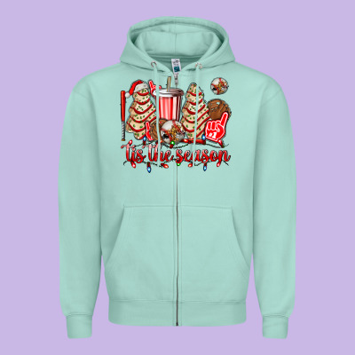 Tis The Season Christmas Tree  Cake Baseball Zipper Hoodie Designed By Adodesignshop