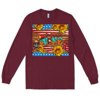 Burgundy american flag firefighter wife Long Sleeve Tee - HRA Design Shop