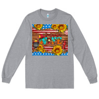 Heather Grey american flag firefighter wife Long Sleeve Tee - HRA Design Shop