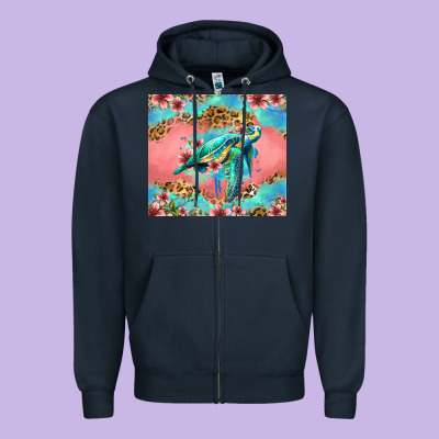 Floral Turtle Zipper Hoodie Designed By Jasminsmagicworld