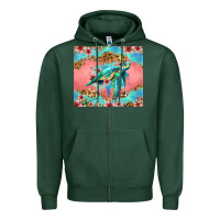 Sports Green floral turtle Zipper Hoodie - Jasminsmagicworld