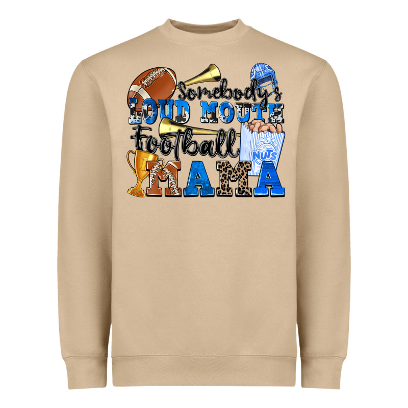 Somebody's Loud Mouth Football Mama Heavyweight Sweatshirt by Zillion Design Studio | Teevron