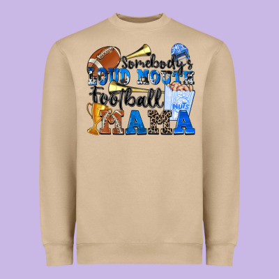 Somebody's Loud Mouth Football Mama Heavyweight Sweatshirt Designed By Zillion Design Studio