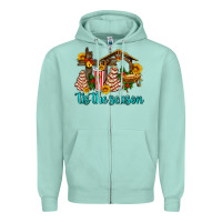 Seafoam tis the seasin with christmas cake abd jesus Zipper Hoodie - AdoDesignShop