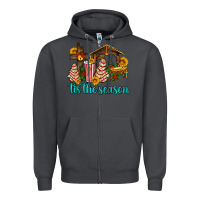 Smoke tis the seasin with christmas cake abd jesus Zipper Hoodie - AdoDesignShop