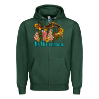Sports Green tis the seasin with christmas cake abd jesus Zipper Hoodie - AdoDesignShop
