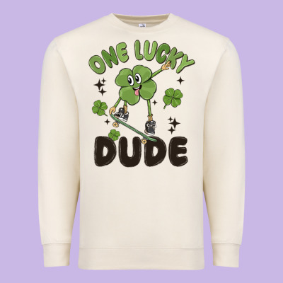 One Lucky Dude Premium Sweatshirt Designed By Maliassmallbusiness