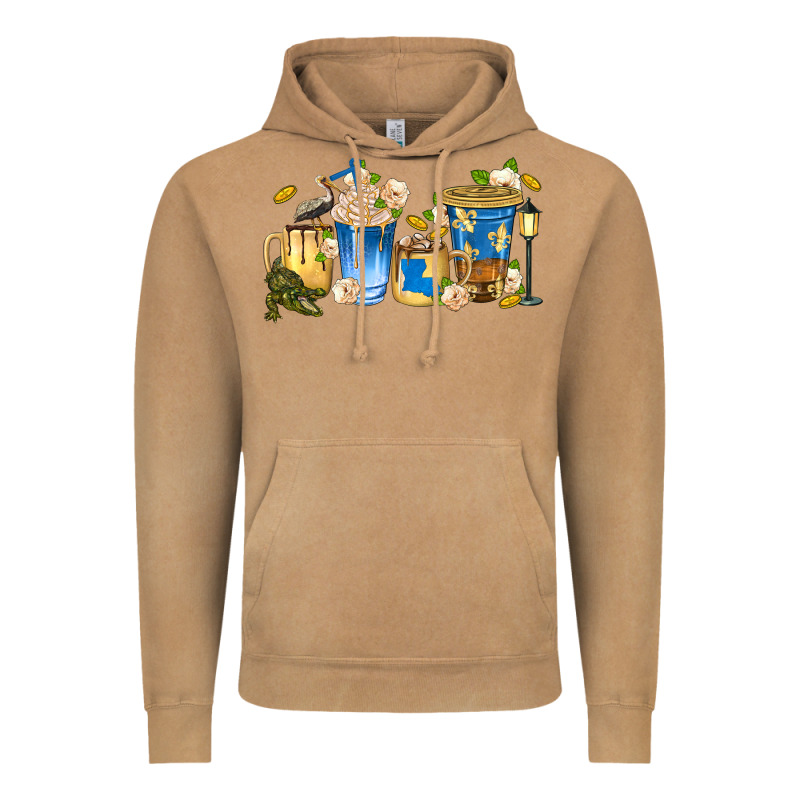 Louisiana Coffee Cups Vintage Hoodie by texasbilliewilder | Teevron