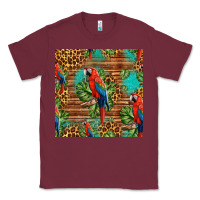 Burgundy macaw parrot seamless pattern Classic Tee - HRA Design Shop