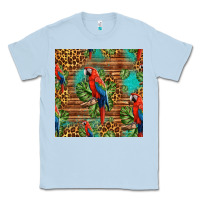 Dusty Blue macaw parrot seamless pattern Classic Tee - HRA Design Shop