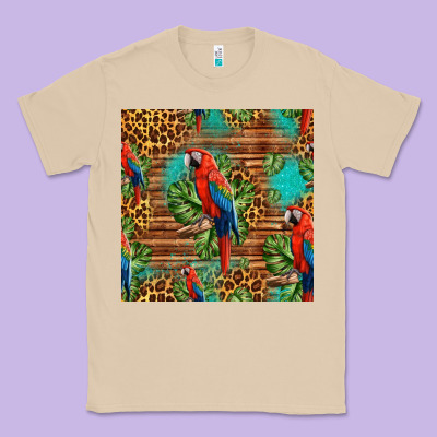 Macaw Parrot Seamless Pattern Classic Tee Designed By Hra Design Shop