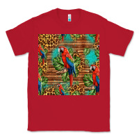 Red macaw parrot seamless pattern Classic Tee - HRA Design Shop