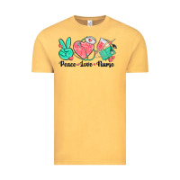 Vintage Mustard peace love nurse Vintage Tee - texasbilliewilder