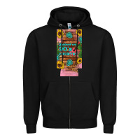 Black raised 90's country guitar cactus sunflower's 12 oz can cooler  (slim) Zipper Hoodie - Artiststas