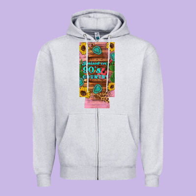 Raised 90's Country Guitar Cactus Sunflower's 12 Oz Can Cooler  (slim) Zipper Hoodie Designed By Artiststas
