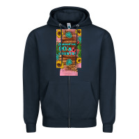 Navy raised 90's country guitar cactus sunflower's 12 oz can cooler  (slim) Zipper Hoodie - Artiststas