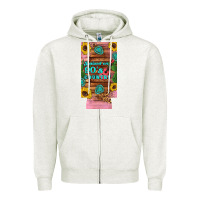 Oatmeal Heather raised 90's country guitar cactus sunflower's 12 oz can cooler  (slim) Zipper Hoodie - Artiststas