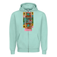 Seafoam raised 90's country guitar cactus sunflower's 12 oz can cooler  (slim) Zipper Hoodie - Artiststas