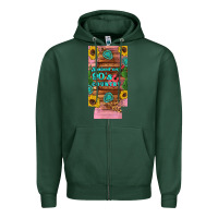 Sports Green raised 90's country guitar cactus sunflower's 12 oz can cooler  (slim) Zipper Hoodie - Artiststas