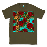 Army Green leopard roses seamless pattern Classic Tee - HRA Design Shop