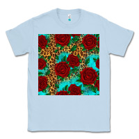 Dusty Blue leopard roses seamless pattern Classic Tee - HRA Design Shop