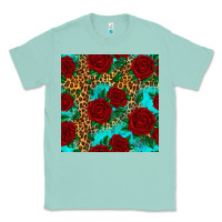 Seafoam leopard roses seamless pattern Classic Tee - HRA Design Shop