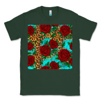 Sports Green leopard roses seamless pattern Classic Tee - HRA Design Shop