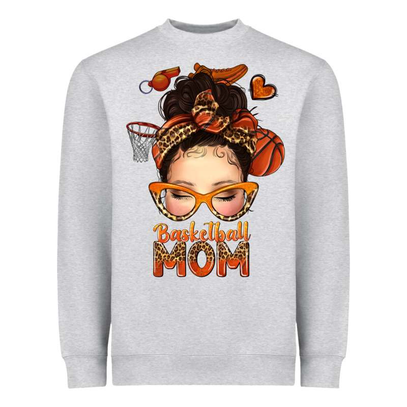 Basketball Messy Bun Mom Heavyweight Sweatshirt by texasbilliewilder | Teevron