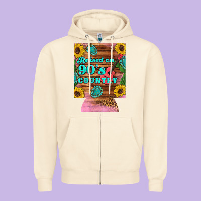 Raised 90's Country Guitar Cactus Sunflower's 12 Oz Can Cooler (regula Zipper Hoodie Designed By Artiststas