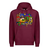 Burgundy oh holy night with baby jesus for christmas Premium Hoodie - MaliasSmallBusiness