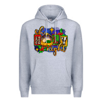 Heather Grey oh holy night with baby jesus for christmas Premium Hoodie - MaliasSmallBusiness