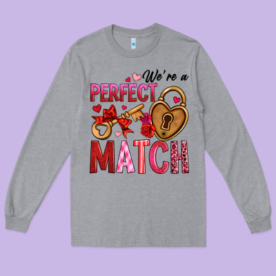We're A Perfect Match Long Sleeve Tee Designed By Oliviacreatesart