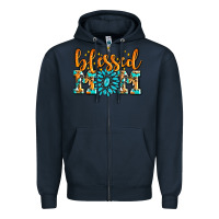 Navy blessed mom with gemstone Zipper Hoodie - AdoDesignShop