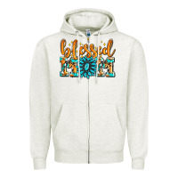 Oatmeal Heather blessed mom with gemstone Zipper Hoodie - AdoDesignShop