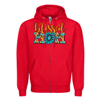 Red blessed mom with gemstone Zipper Hoodie - AdoDesignShop