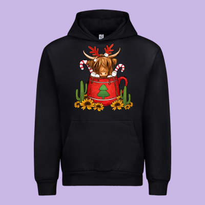 Hot Coco Christmas Highland Cow Urban Hoodie Designed By Jasminsmagicworld