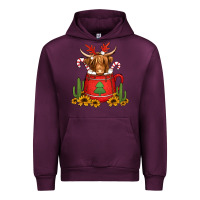 Mauve Wine hot coco christmas highland cow Urban Hoodie - Jasminsmagicworld