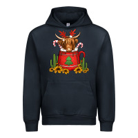 Navy hot coco christmas highland cow Urban Hoodie - Jasminsmagicworld