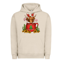 Pigment French Oak hot coco christmas highland cow Urban Hoodie - Jasminsmagicworld