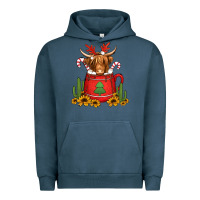 Pigment Midnight Navy hot coco christmas highland cow Urban Hoodie - Jasminsmagicworld
