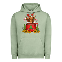 Pigment Oil Green hot coco christmas highland cow Urban Hoodie - Jasminsmagicworld