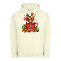 Pigment Pistachio hot coco christmas highland cow Urban Hoodie - Jasminsmagicworld