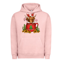 Pigment Salmon hot coco christmas highland cow Urban Hoodie - Jasminsmagicworld