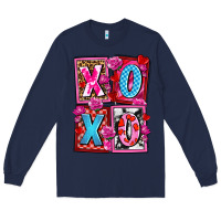Navy xoxo with roses and candies olivia Long Sleeve Tee - OliviaCreatesArt
